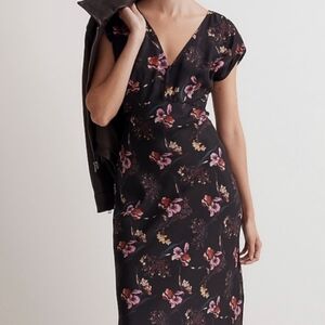 Madewell Wide V-Neck Midi Dress Size 12